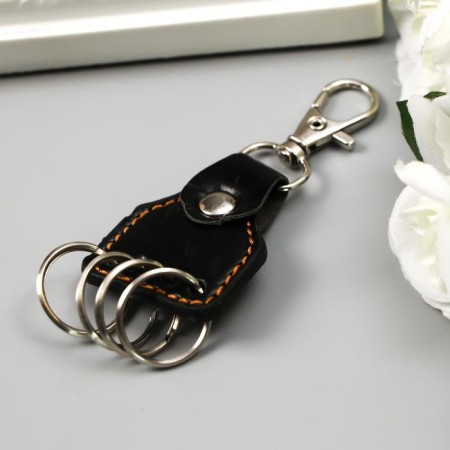 Keychain metal leatherette with carbine mix 9.5x4x0.5 cm-1