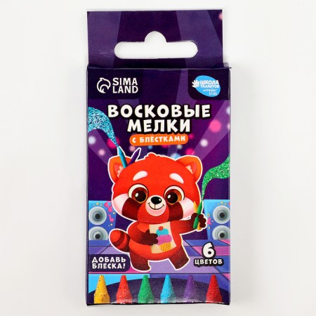 Wax crayons - pencils with panda sparkles, 6 colors-1