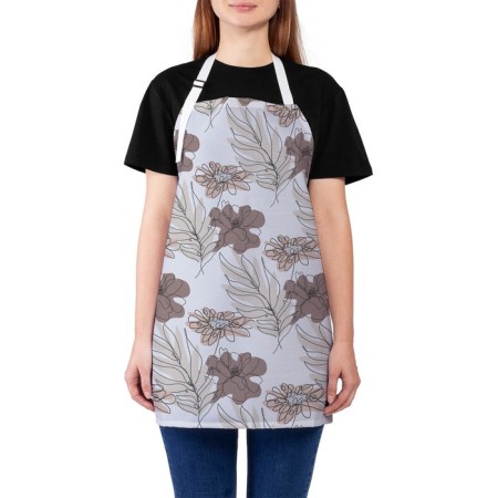 Apron kitchen with a photocrint "Contour flowers", adjustable, size OS