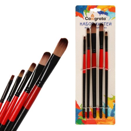 A set of brushes nylon 5 pieces, rounded, flat