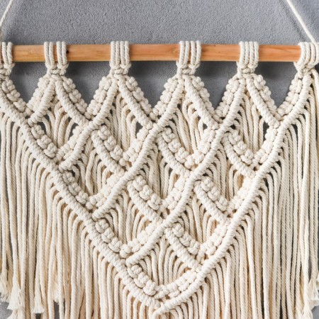 Panel wall in the technique of macram "shawl" natural 55x50 cm-1