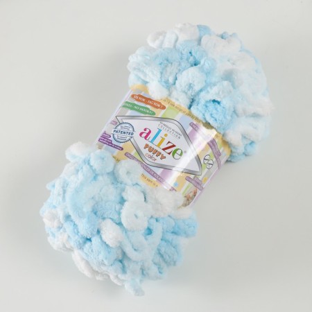 Yarn "Puffy Color" 100 % micropoliester 9m/100g (5924 blue)-1