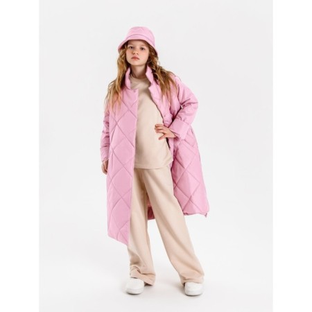 Пальто стёганое для девочек AmaroBaby TRENDY, рост 116-122 см, цвет розовый-12