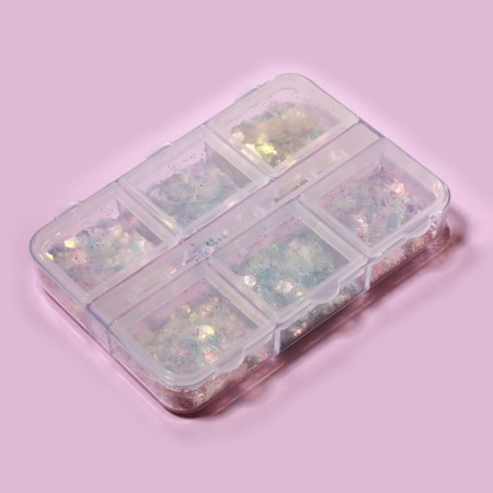 Sequins for decor, 6 cells, multi -sized, multi -colored-4