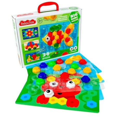 Mosaic for the smallest Baby Toys "Fish", 4 colors, 34 elements