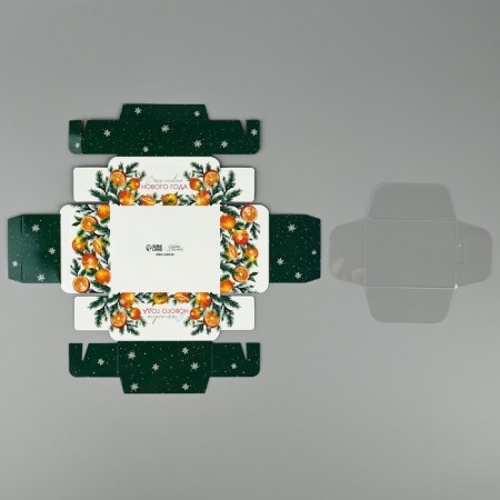 Folding box with a plastic cover of the "Happy New Year", 11.5 x 9 x 4 cm, New Year-5