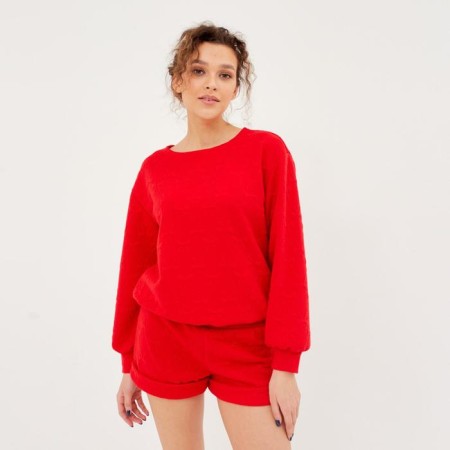 Women's pajamas (sweatshirt, shorts) minku: Home Collection Red color, rr 54