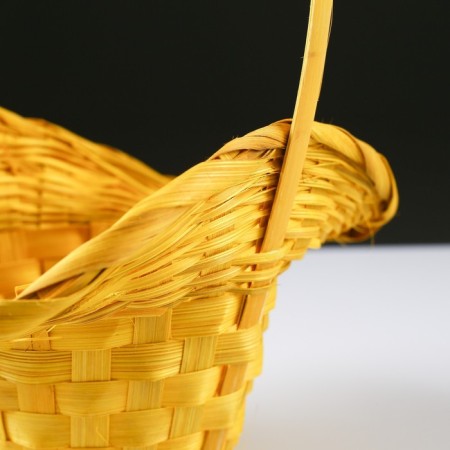 Wicker basket, bamboo, yellow, with a bend, (hat)-2