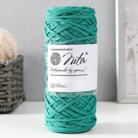 Knitting cord 100% polyester, width 3 mm 100m (emerald)