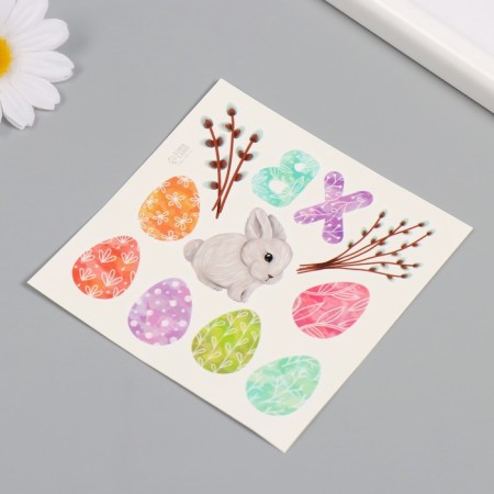 Tattoo on the body color "Easter testicles and rabbit" 10x10 cm-4