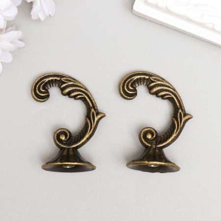 Metal hook "Plant branch" of bronze 4,1x2.4x2.5 cm-2