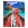 Diamond mosaic with partial filling on the canvas "Dog in a boat", 50 x 60 cm