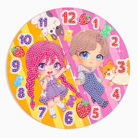 Diamond mosaic for children with partial filling on the watch "Kids", 20 x 20 cm-5