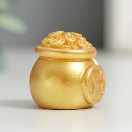 Souvenir Polystone "A pot with gold coins" 3x3 cm-1