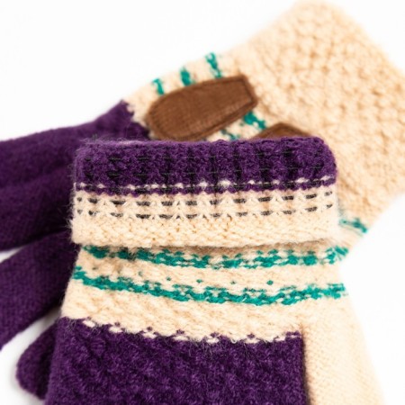 Ploves for children, milk/purple color, size 15 (6-7 years)-2