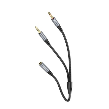 Hoco UPA21, Jack 3.5 mm (F) cable - 2 * jack 3.5 mm (m), 0.25 m, nylon, gray-2