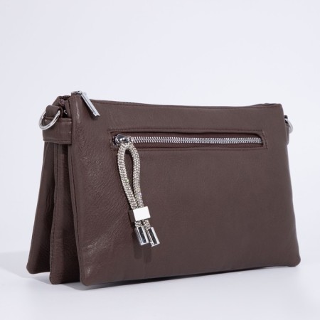 Cross-Bodi Bag on a zipper, brown color-2