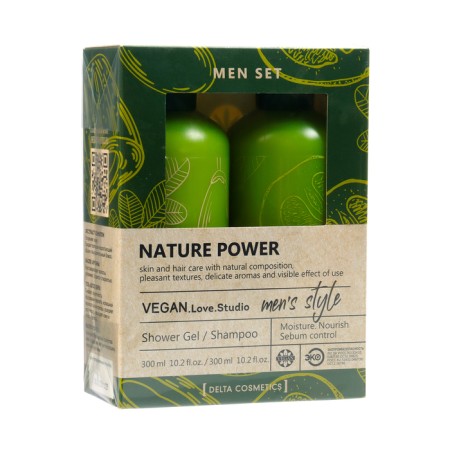 Gift set for men Vegan Love Studio Nature Power: Gel, 300 ml+ shampoo, 300 ml-3