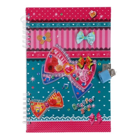 Notebook Gift Book on a lock, A5, 50 sheets, line, Bows, mix-2