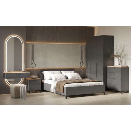 Nick suspended cabinet, 800x300x180, graphite/oak/euphoria MDF-2