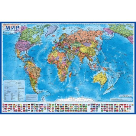 Geographical map of the world Political, 101 x 66 cm, 1:32 m