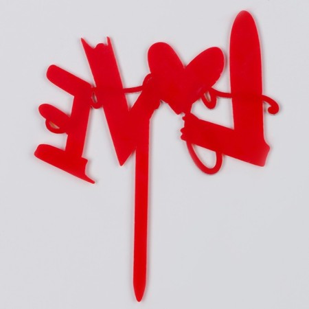 Topper "I love you", with heart, red color-3