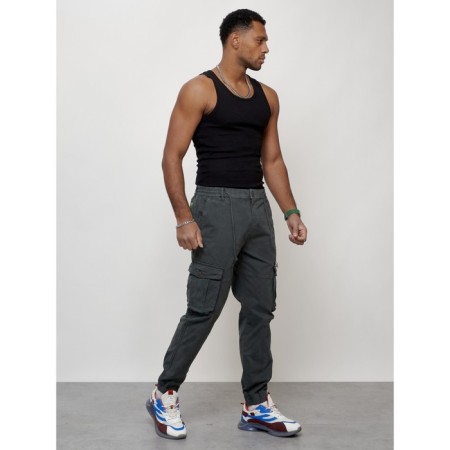 Cargo jeans male, size 50-52, dark gray color-9