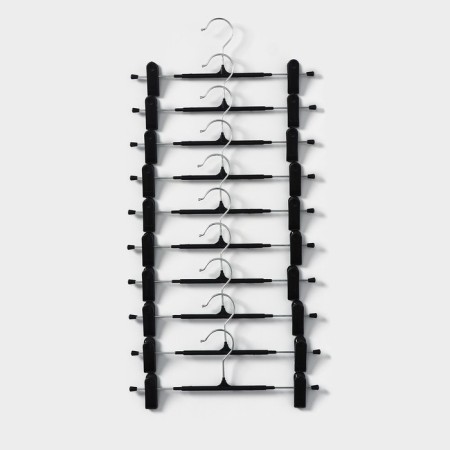 Pannings for trousers and skirts with clamps, set 10 pcs, 32 × 13.5 cm, black color
