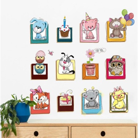 Interior plastic sticker "Cute animals" 45x60 cm