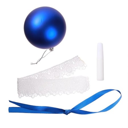 New Year's set for creativity. Christmas ball with lace "New Year!", Blue-2