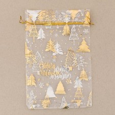 Bag Gift Organza “With New Happiness!”, 10 x 12 cm +/- 1.5 cm, New Year