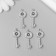 Decor for creativity metal, rhinestones "Key with a flower" silver 3x1.1 cm