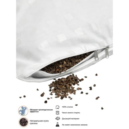 Pillow with bunch of buckwheat Eco Line, size 40x60 cm, white color-1