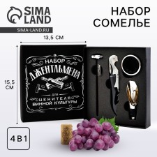 Винный набор: штопор для вина, аэратор, каплеуловитель, термометр «Набор»