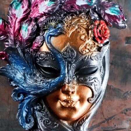 Venetian mask "Peacock" Tsvetnoy, 35cm-8