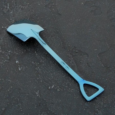 A dessert spoon made of stainless steel Magistro “shovel”, length 15.5 cm, rectangular shape, blue color is blue-1