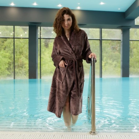 Women's bathrobe Lovelife "Hygge" Color of coffee, one size, microfiber, 100% p/e, 250 g/m2-3