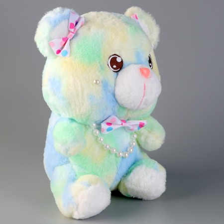 Soft toy "Bear" with beads, 30 cm, green-1