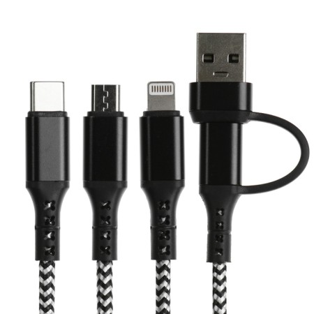 Cable 5 in 1 Mybit, Microusb/Type-C/Lightning-Type-C/USB, 3 A, 1.2 m, only charging, black-2