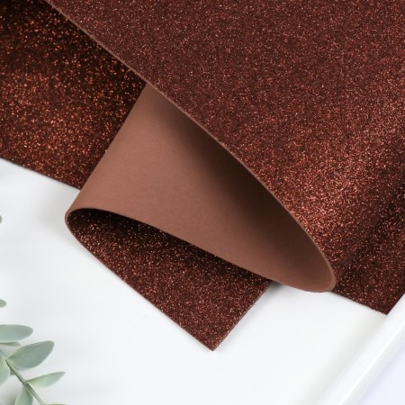 Foamiran glitter 2 mm, 50x50 cm, brown