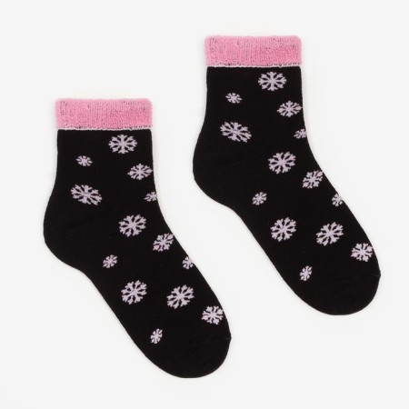 Women's socks "Snowflakes", black color, size 23-25-1