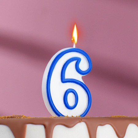 Candle for cake the number "6", tone rim, 7 cm, mix