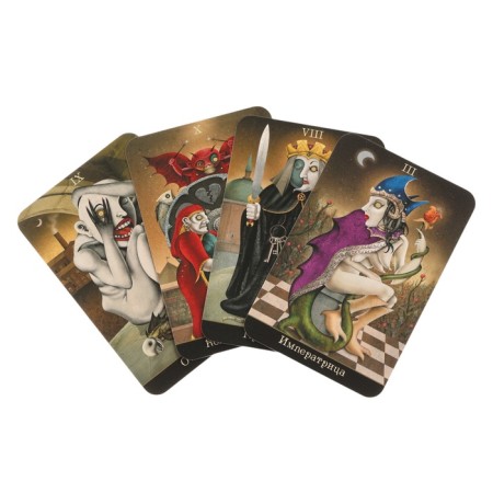 Mini-cards of the Tarot "Mad Moon", for beginners, 78 cards, 5.8 x 8.9 cm, instructions QR code-1