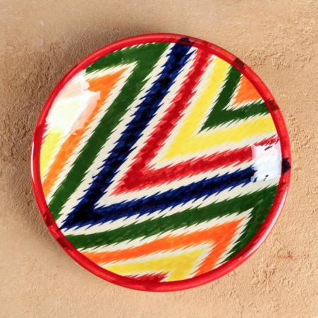 The plate of Rishtan ceramics "Atlas", multi -colored, flat, 15 cm-1