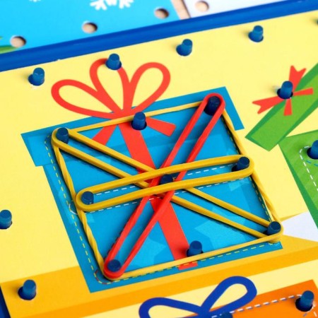 Geobord "New Year's tasks" with interchangeable pictures and rubber bands, mix-1
