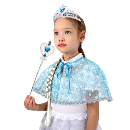 Carnival set: Pelerina with snowflakes, rim with a scythe, stick, height 104–128 cm-1