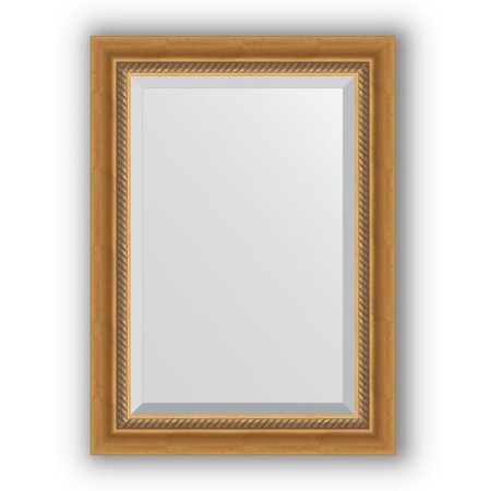 Mirror with fatset in a baguette frame - aged gold with weaving 70 mm, 53 x 73 cm, evoForm
