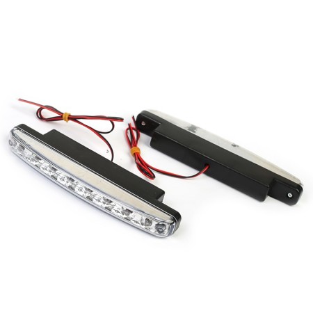 Daily running lights KS, KS-0815, 8 LED, chrome, 158x36x18 mm, set 2 pcs-1