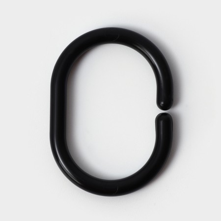 A set of rings for curtains in the bathroom, plastic, 12 pcs, black color-1