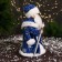 Santa Claus "In a fur coat with folding sleeves and a staff" 30 cm, moves, blue